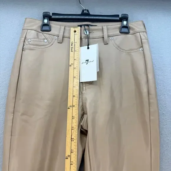 7 For All Mankind Pants Women's XS Tan Faux Leather Preppy Business Casual NWT - Picture 12 of 15